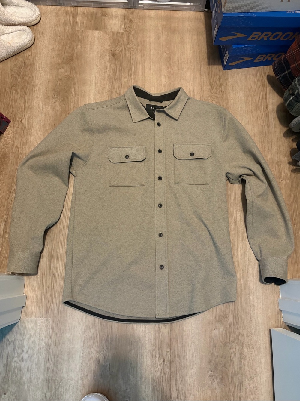 BYLT Basics Beige Overshirt with Chest Pockets